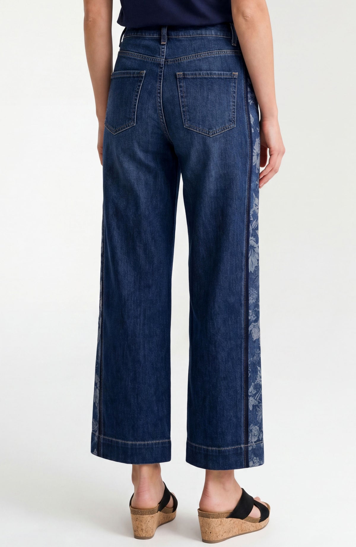 Liverpool Stride Wide Leg w/ Jacquard Blocking | Indigo Gardens