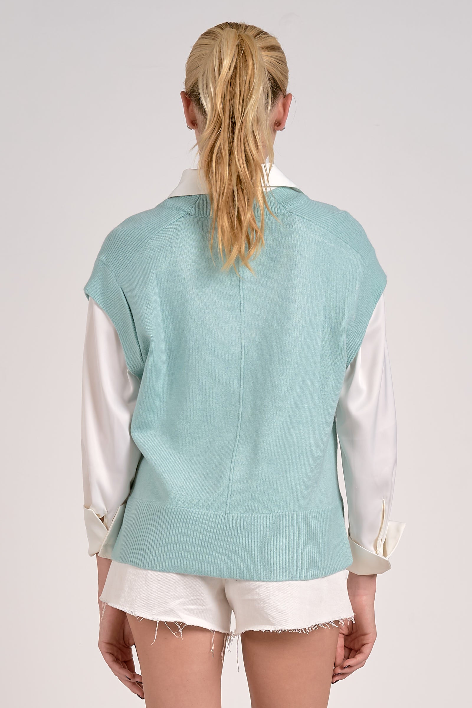 Joel Sweater Vest Blouse Combo | Blue