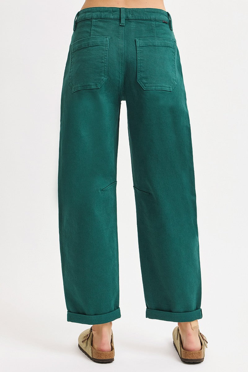 Risen Ankle Cuffed Barrel Pants | Hunter Green