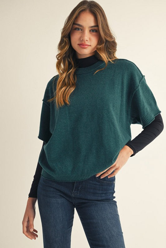 Aleah Raw Edge Accent Top | Teal