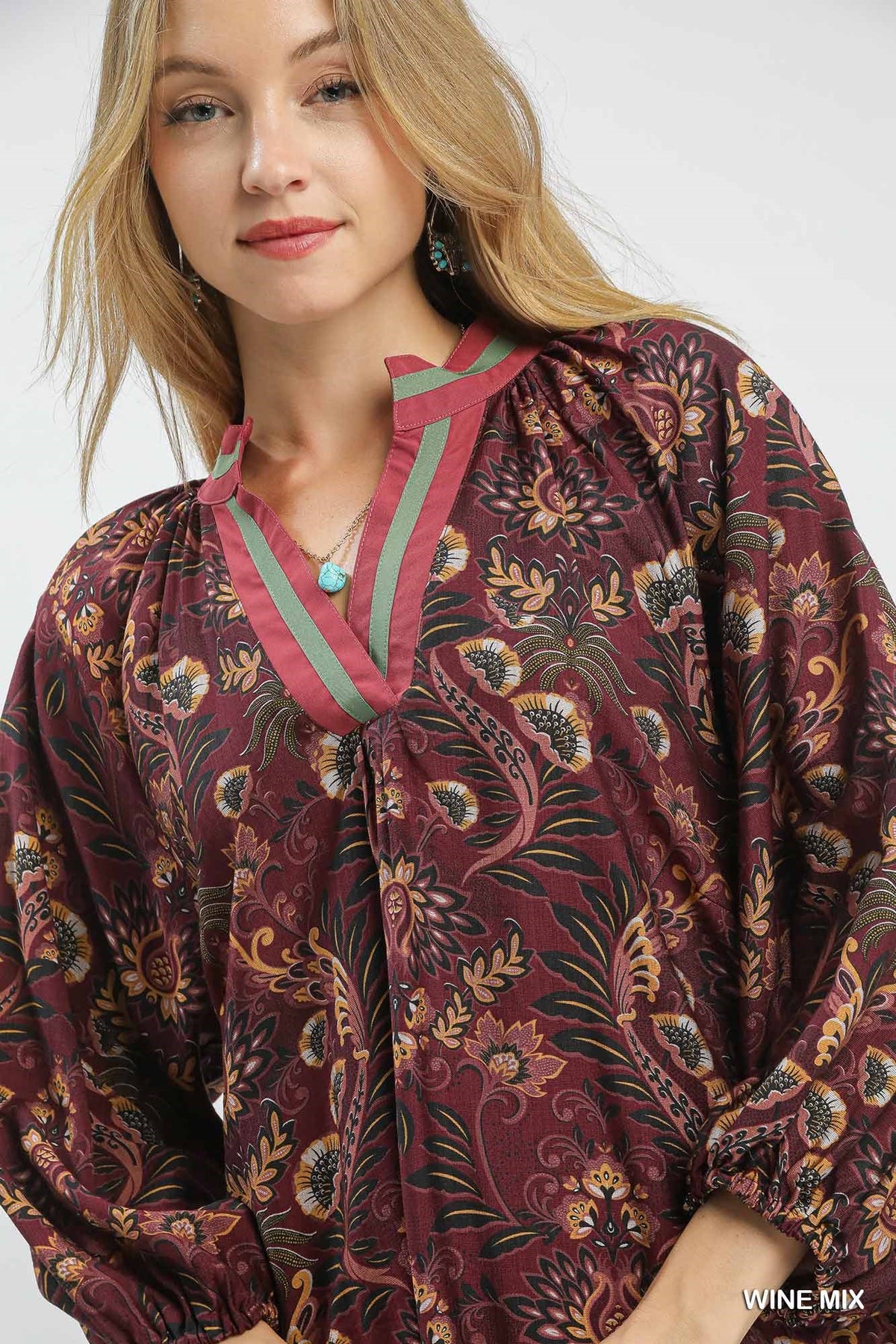 Abigail Floral Damask Print Collared Dress