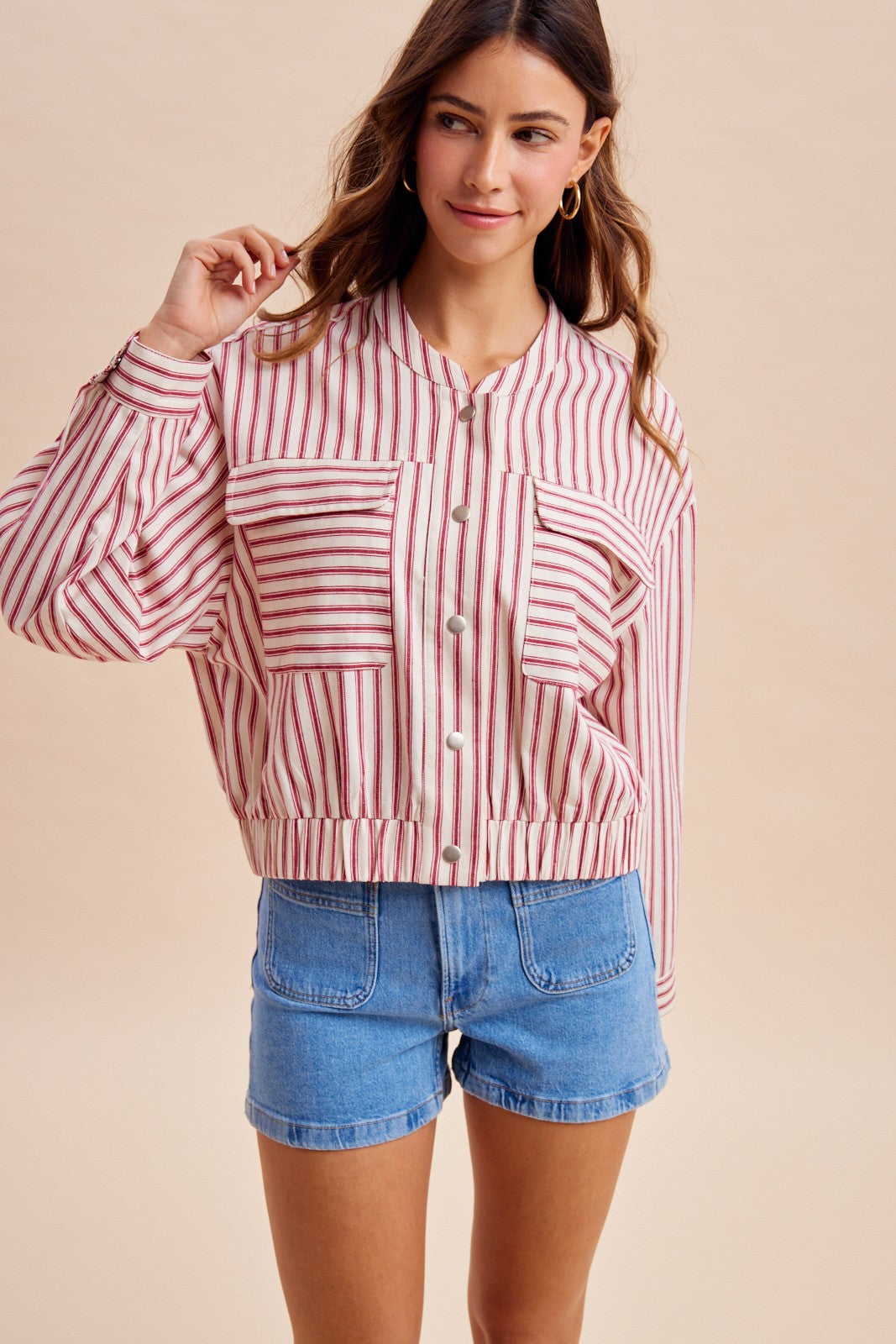 Kaitlyn Striped Bomber Jacket