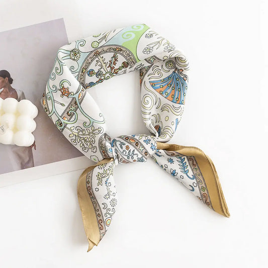 Floral Satin Square Scarf | Yellow