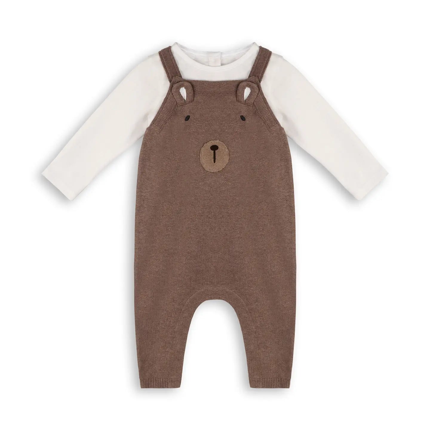 Bear Sweater Knit Baby Overall & Bodysuit Set (Organic Cotton)