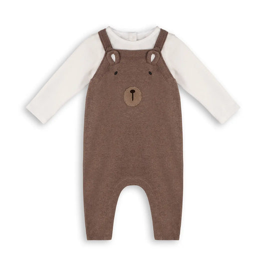 Bear Sweater Knit Baby Overall & Bodysuit Set (Organic Cotton)