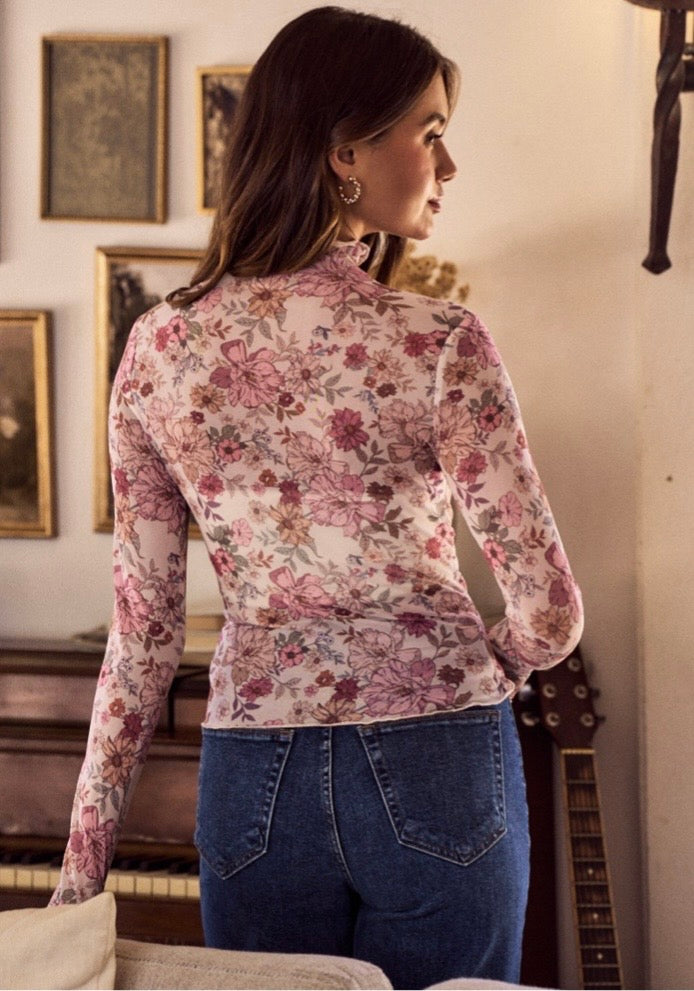 Rosie Floral Mesh Top