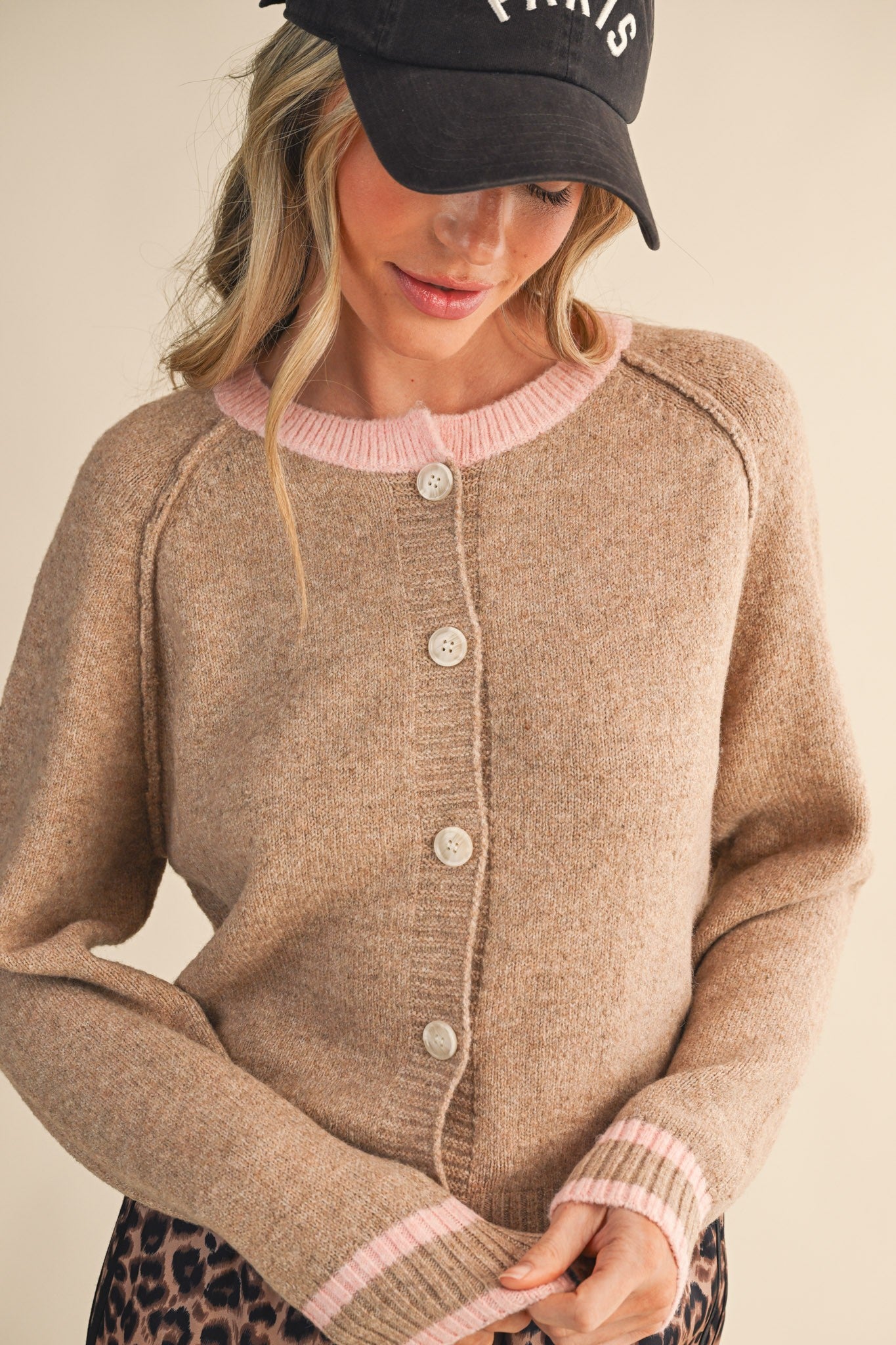 Kacey Two Tone Sweater Cardigan