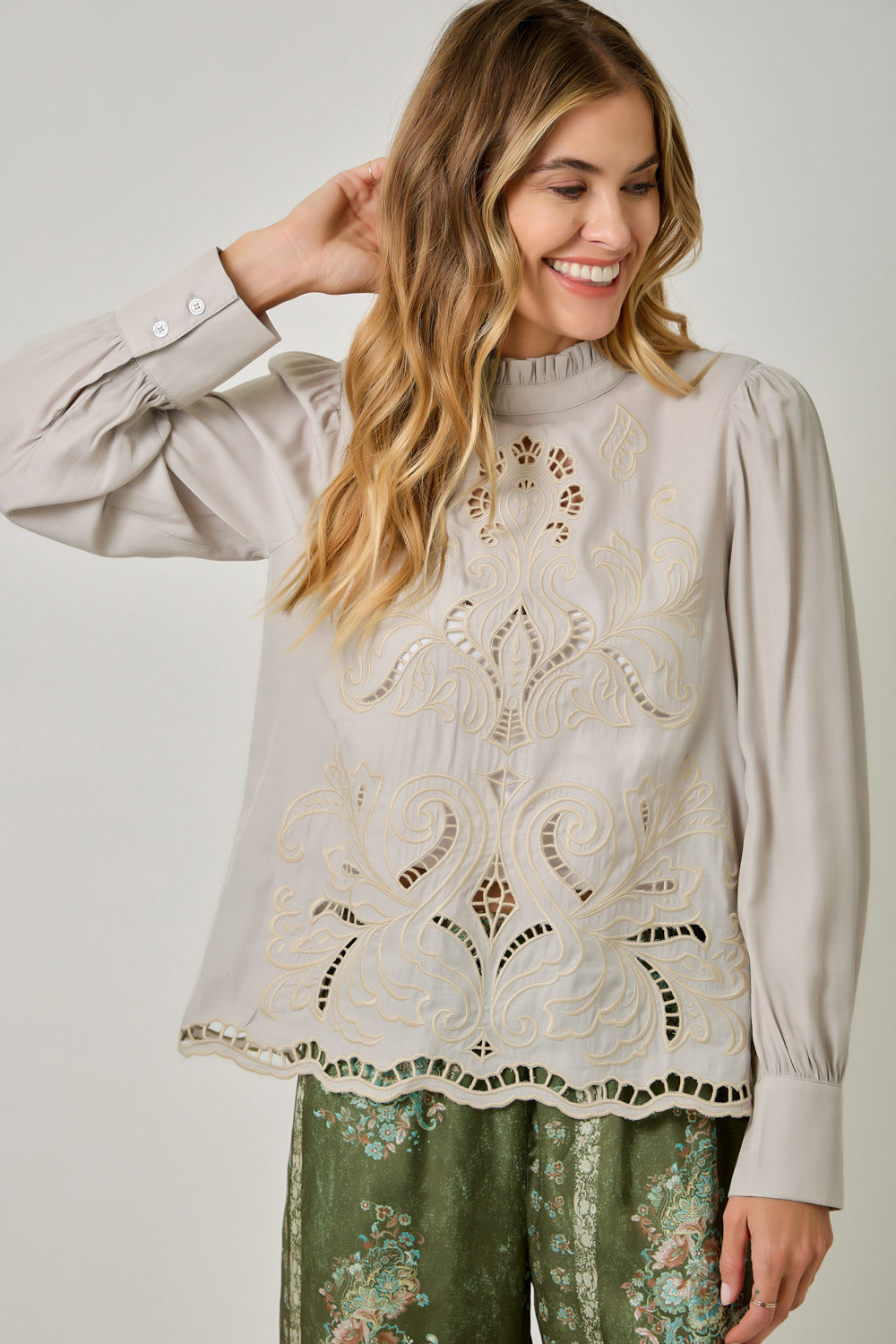 Brenda Embroidered Eyelet Blouse