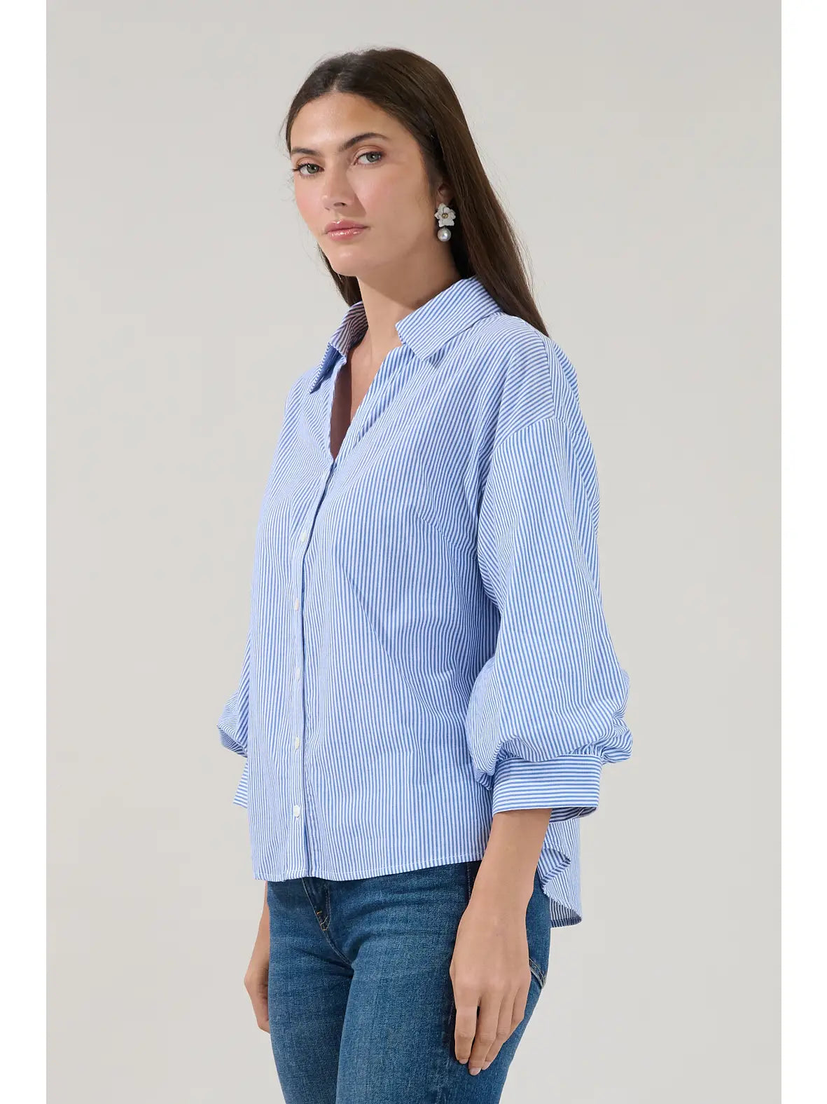 Charlotte Button Down Stripe Top