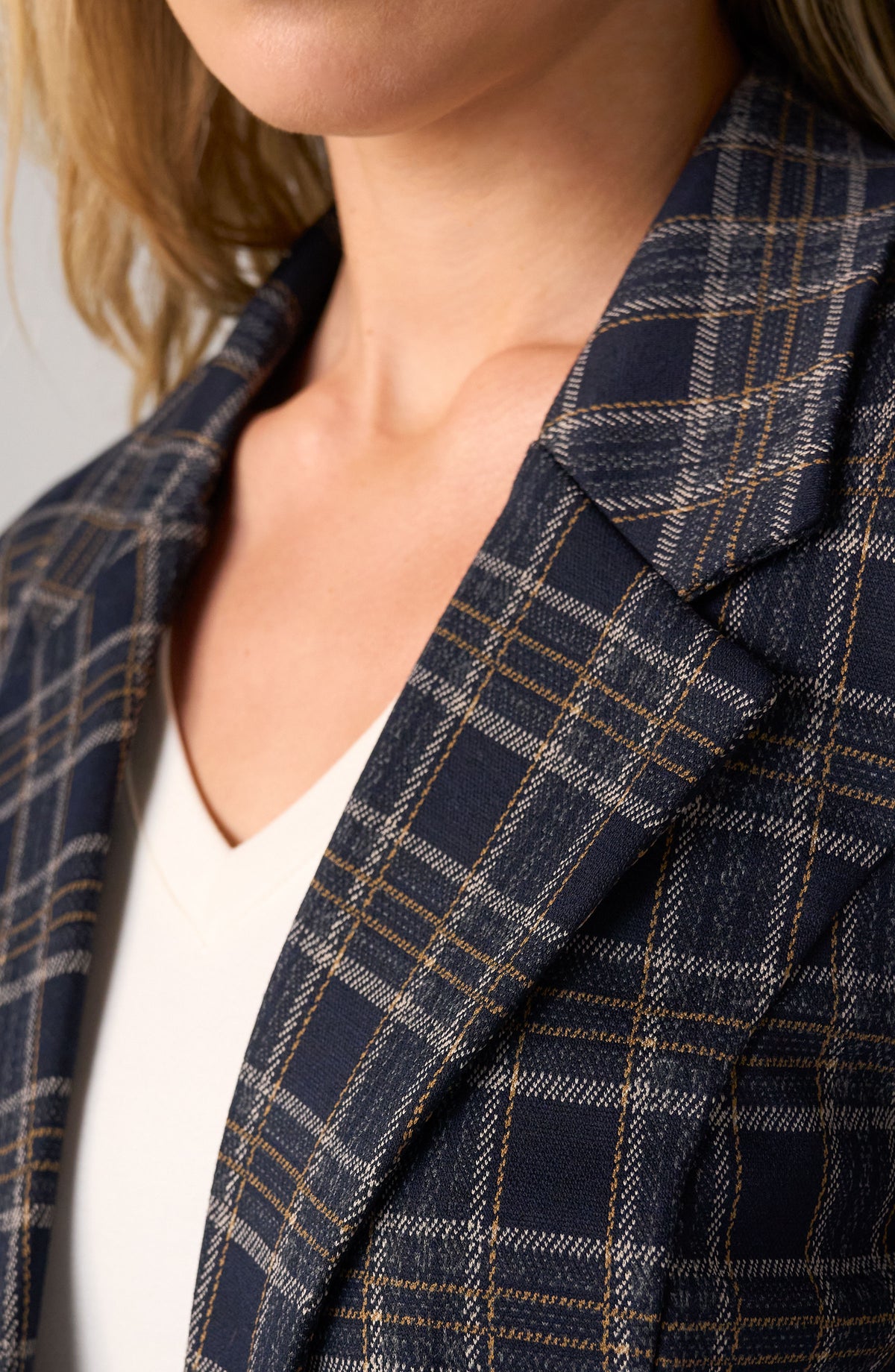 Liverpool Boyfriend Blazer | Navy + Tan Plaid