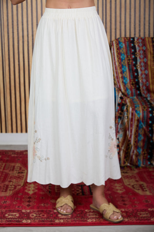 Aubrey Floral Embroidered Skirt