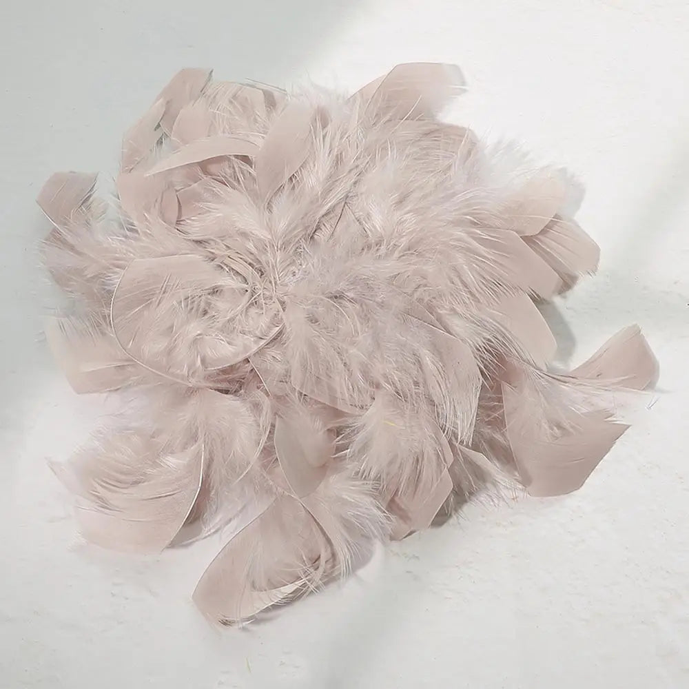 Oversized Feather Flower Hair Clip Pin Brooch | Taupe