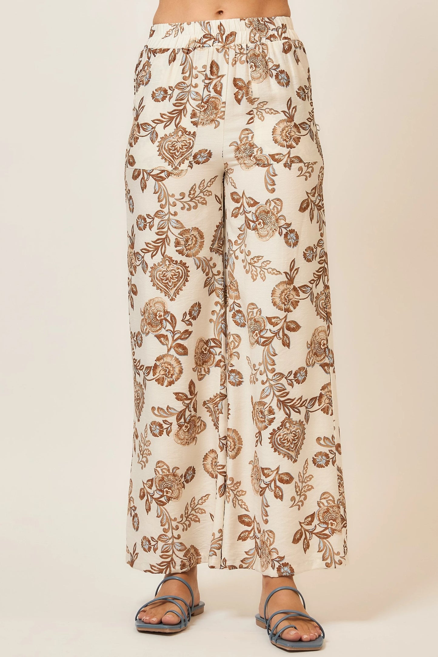 Chloe Floral Print Wide Leg Pants