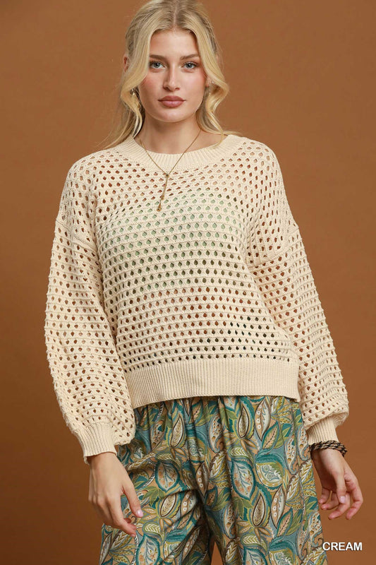 Gabby Open Knit Crochet Pullover Sweater