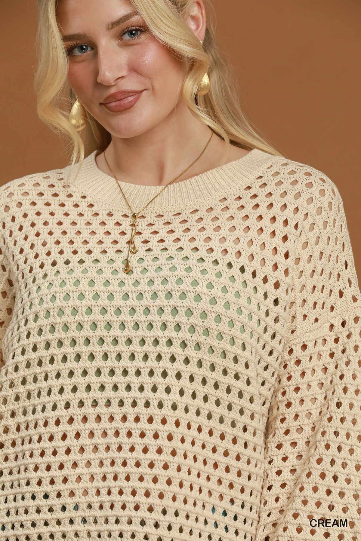 Gabby Open Knit Crochet Pullover Sweater