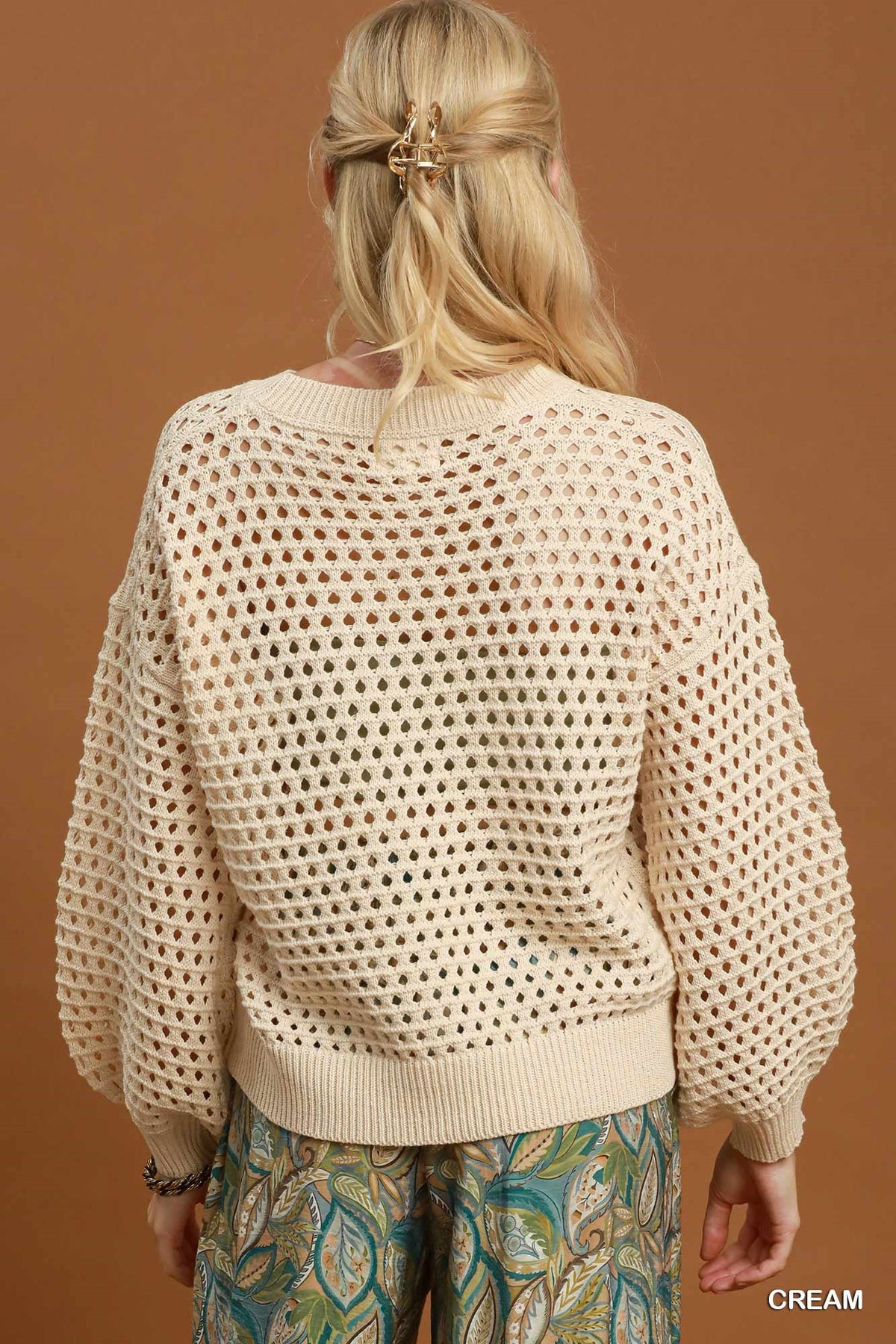 Gabby Open Knit Crochet Pullover Sweater