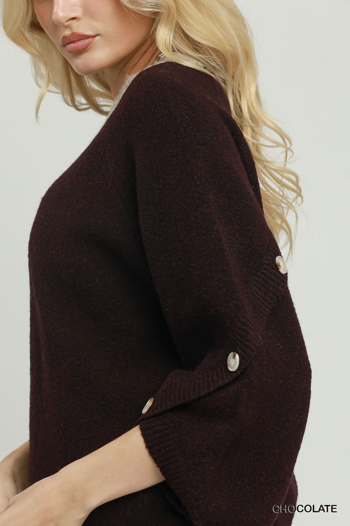 Grace Contrast-Neck Rib Sweater