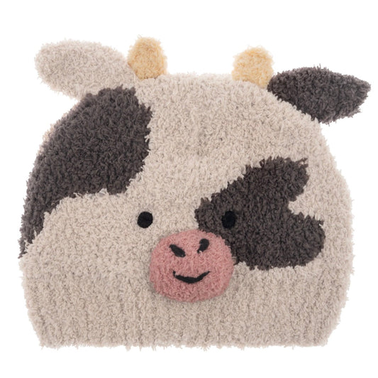 Chenille Baby Beanies | Cow