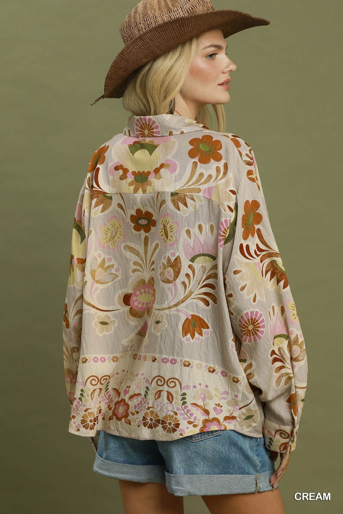 Janice Retro Floral Collared Blouse