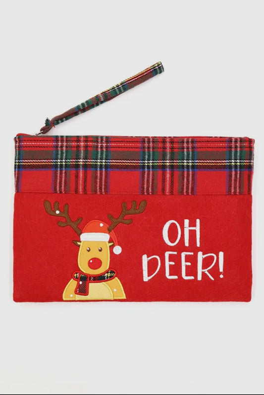 Oh Deer Reindeer Christmas Holiday Pouch