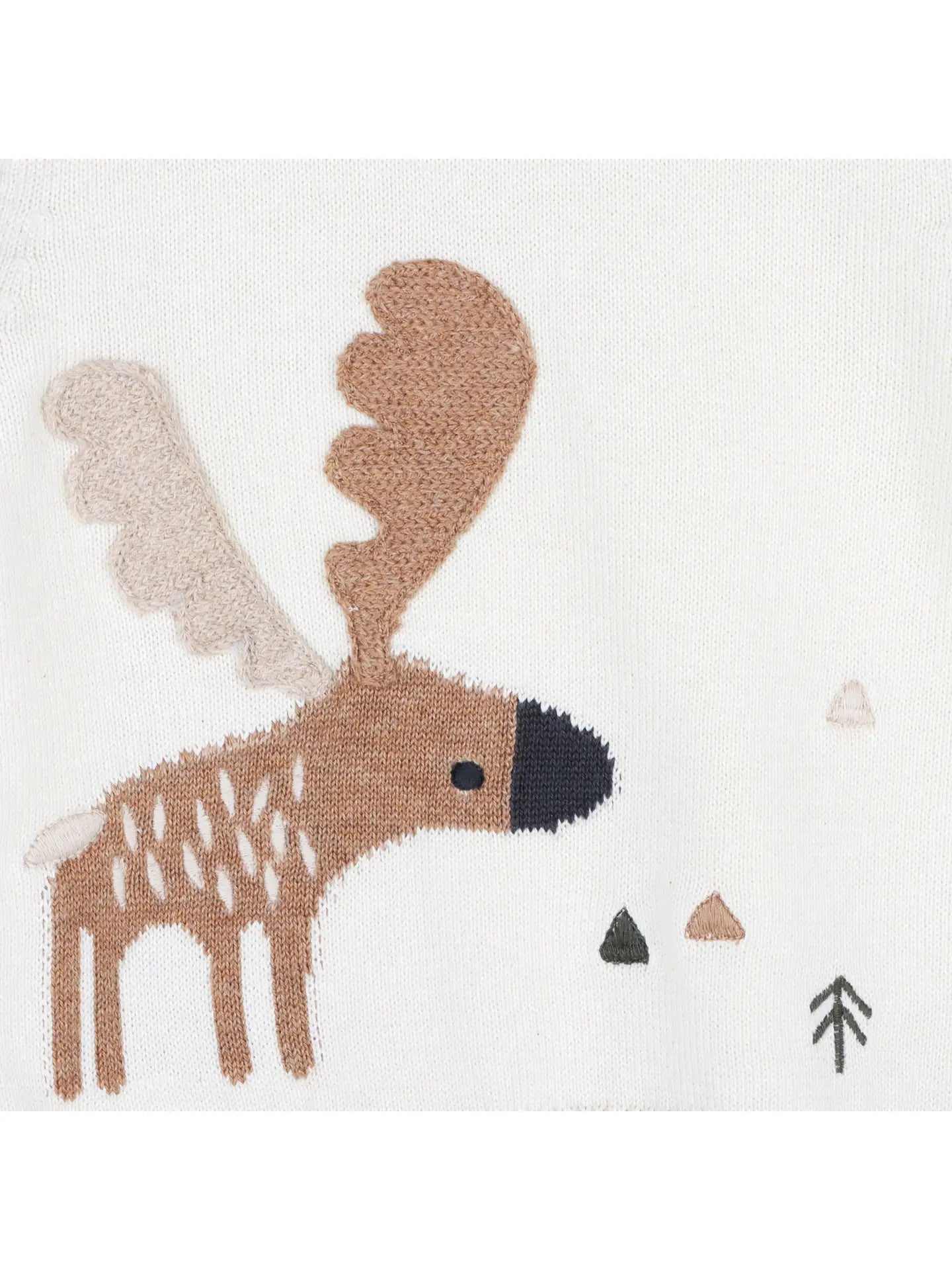 Moose Jacquard Knit Baby Pullover Sweater (Organic Cotton)