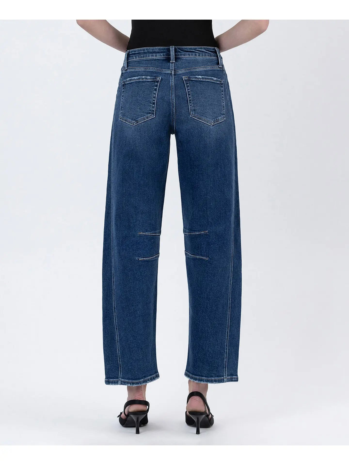 Vervet High Rise Barrel Leg Jeans | Dark
