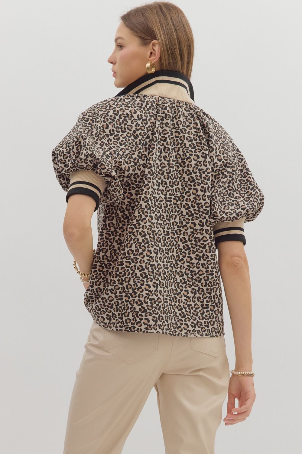 Sloan Leopard Half Zip Top