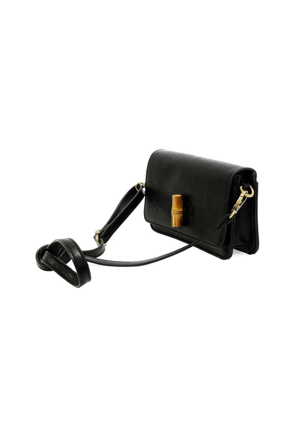 Bonnie Mini Organizer Bamboo Turnlock Crossbody | Black