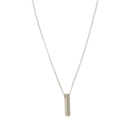 Vertical Bar Pendant Necklace | Silver