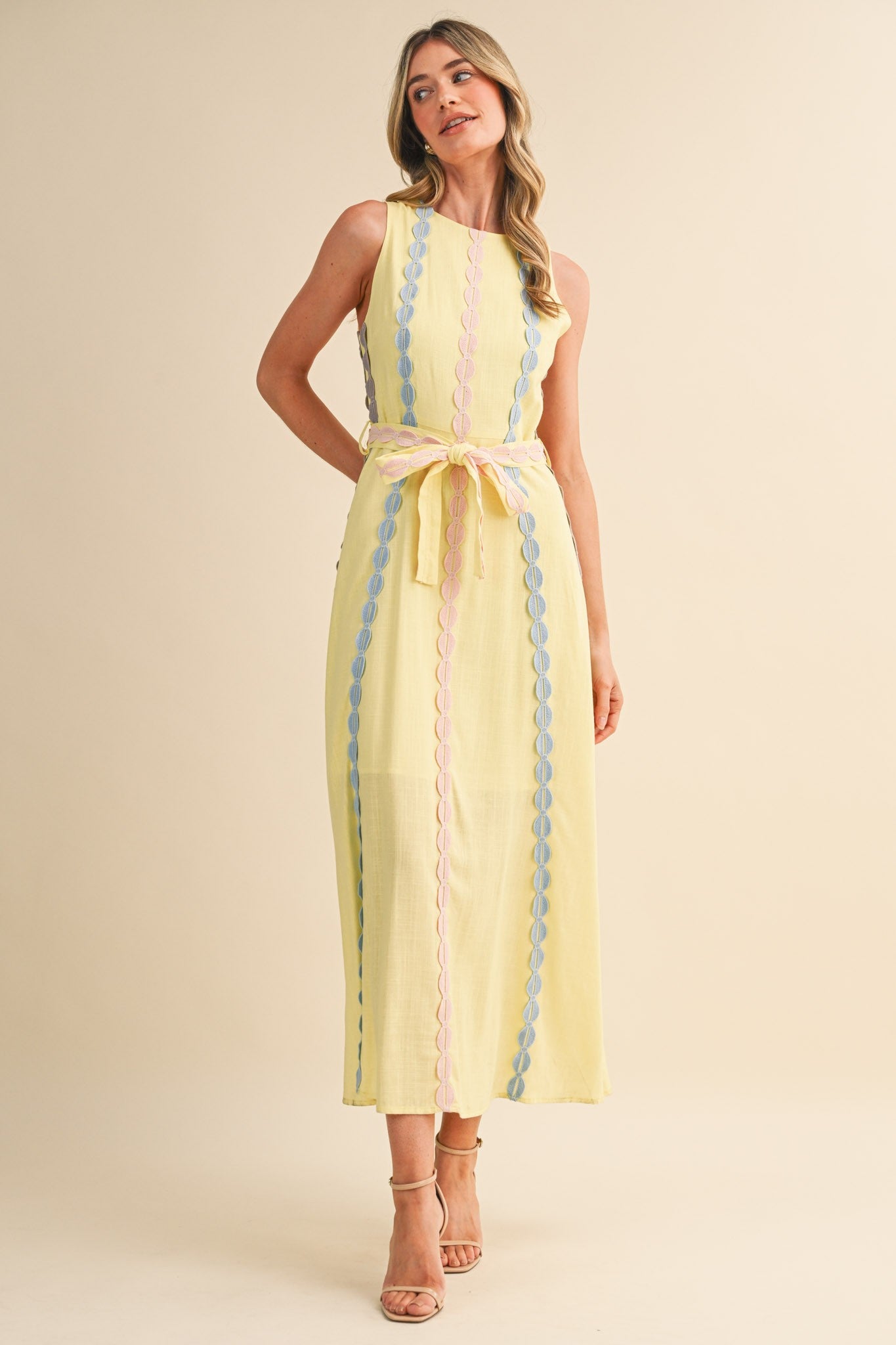 Kendra Crochet Tape Trim Midi Dress