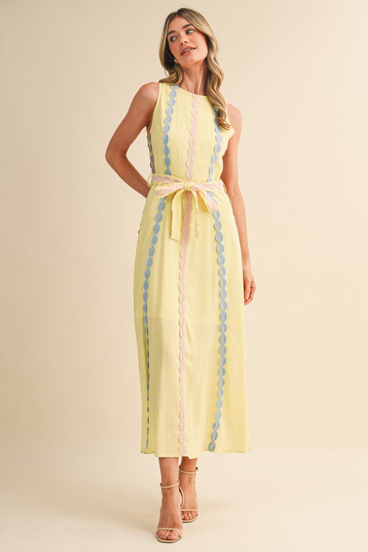 Kendra Crochet Tape Trim Midi Dress