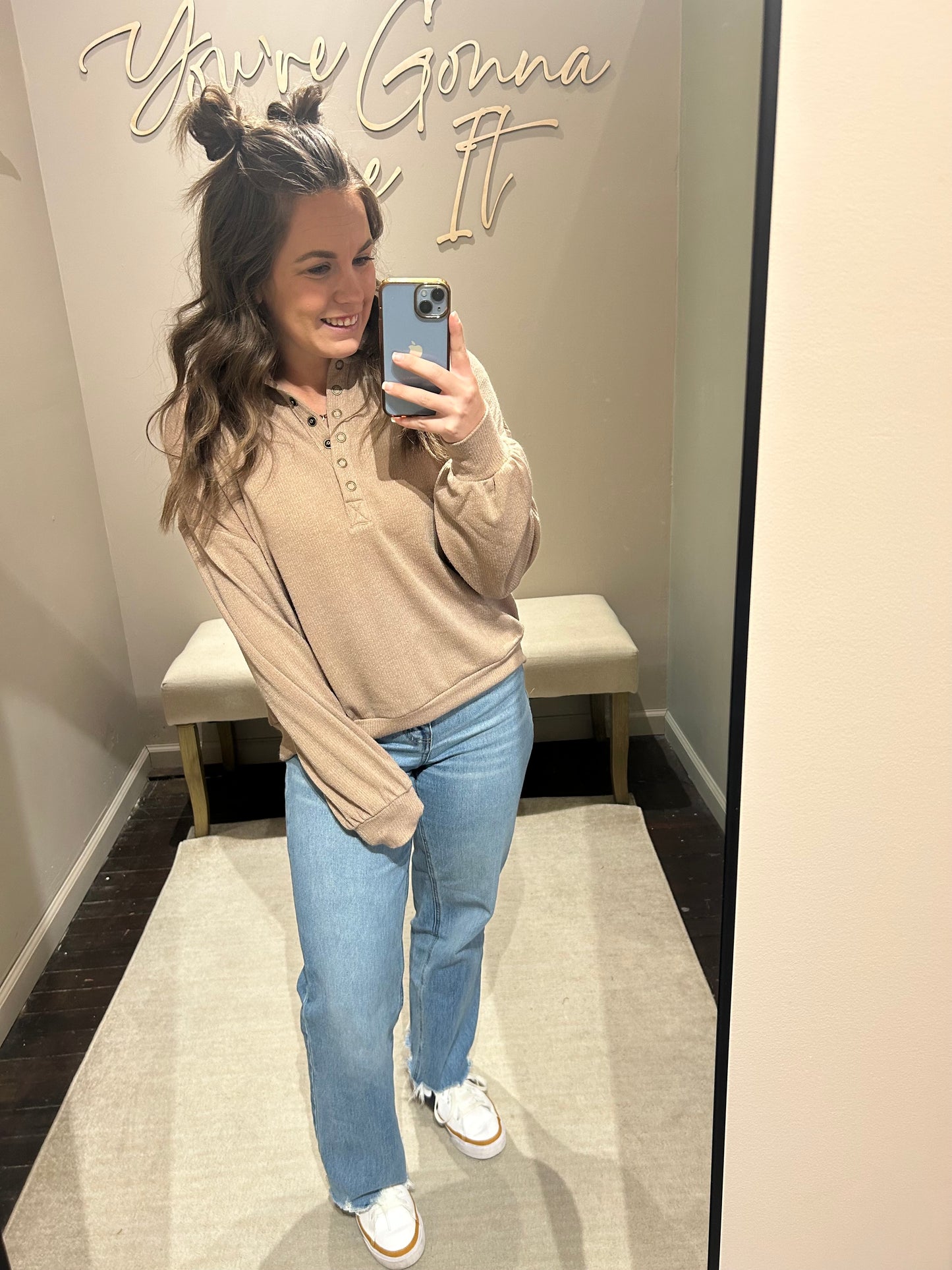 Jenna Collared Half Snap Top