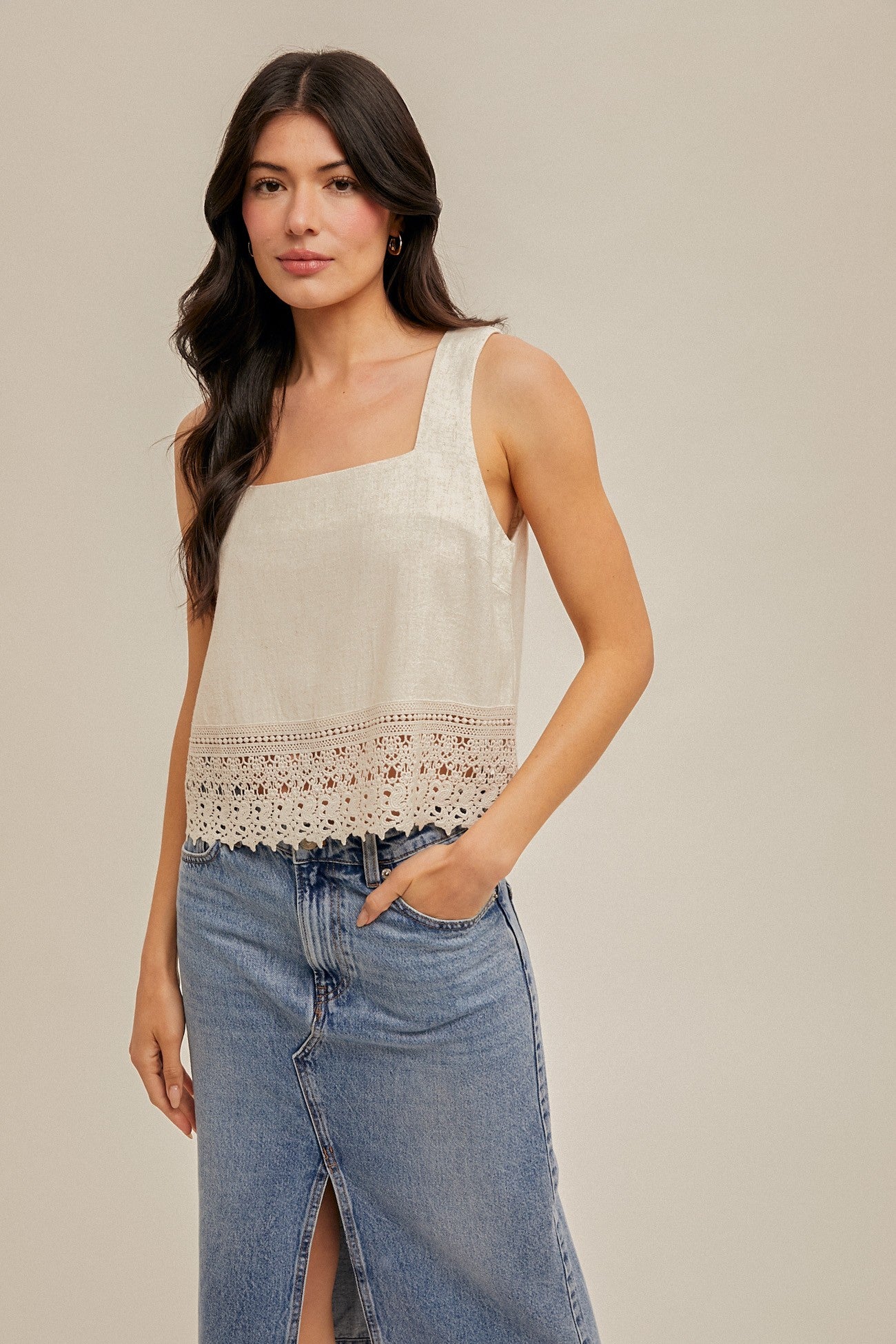 Elly Lace Trim Tank Top 