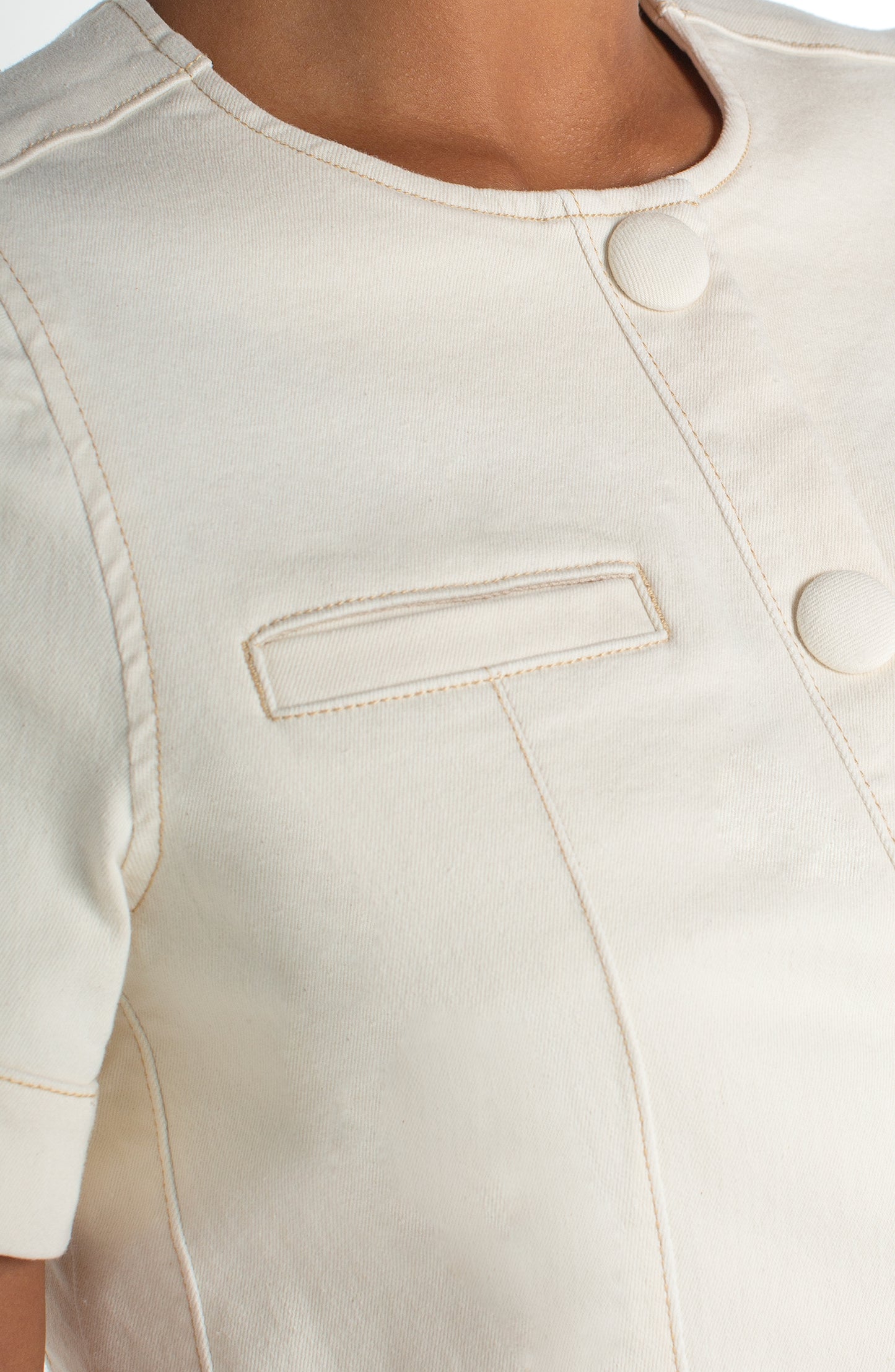 Liverpool Collarless Short Sleeve Cropped Jacket | Desert Dunes