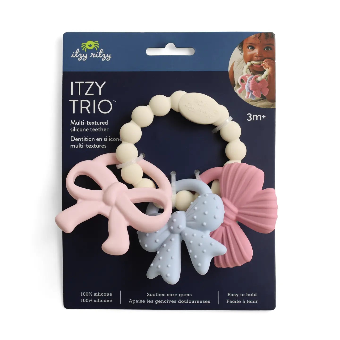 Itzy Trio™ Silicone Teether | Bows