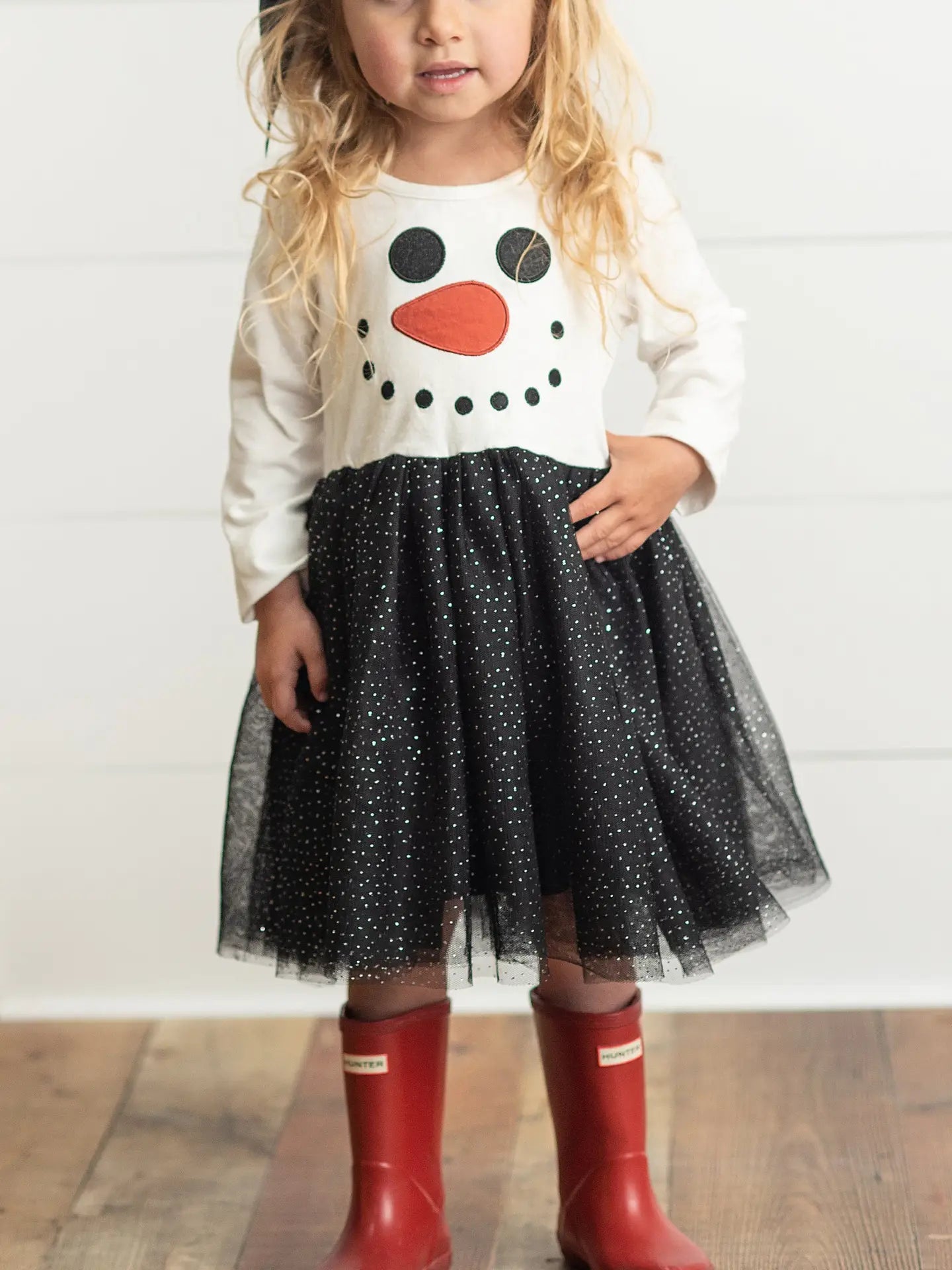 Girls Snowman Sparkle Tulle Holiday Dress