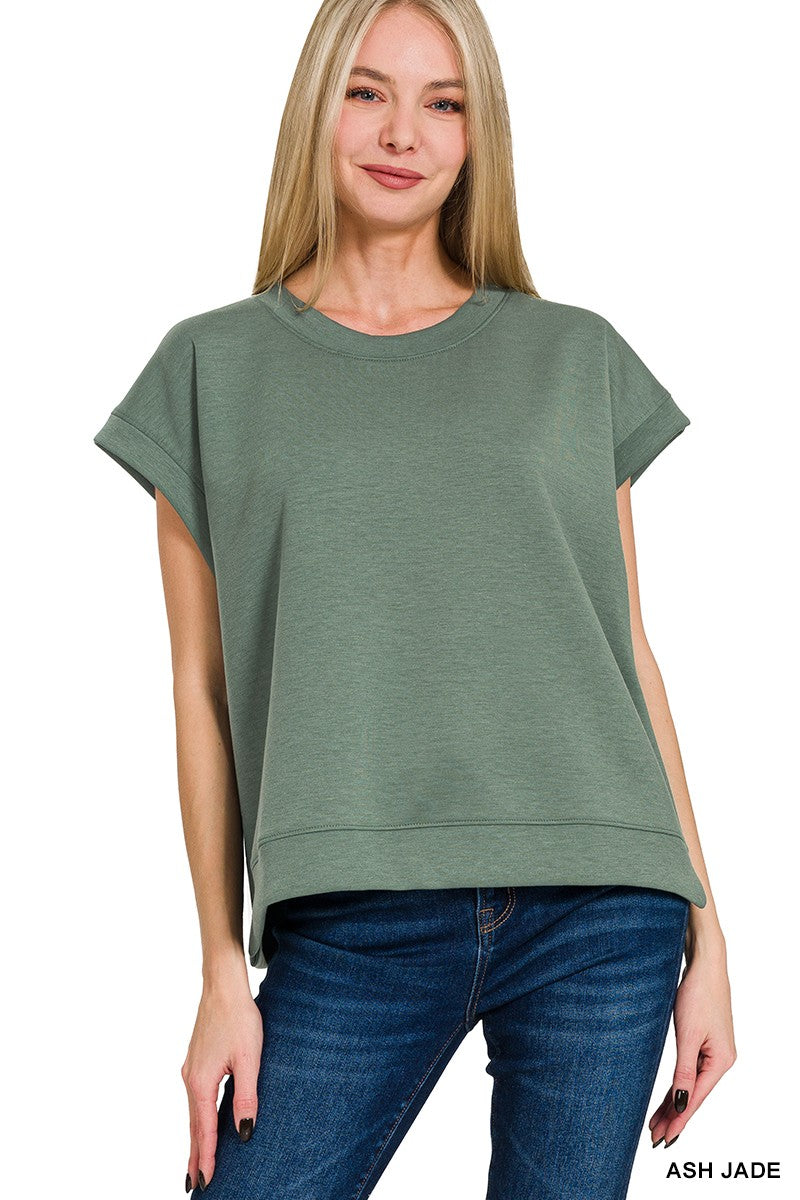 Abby Scuba Short Sleeve Top | Ash Jade
