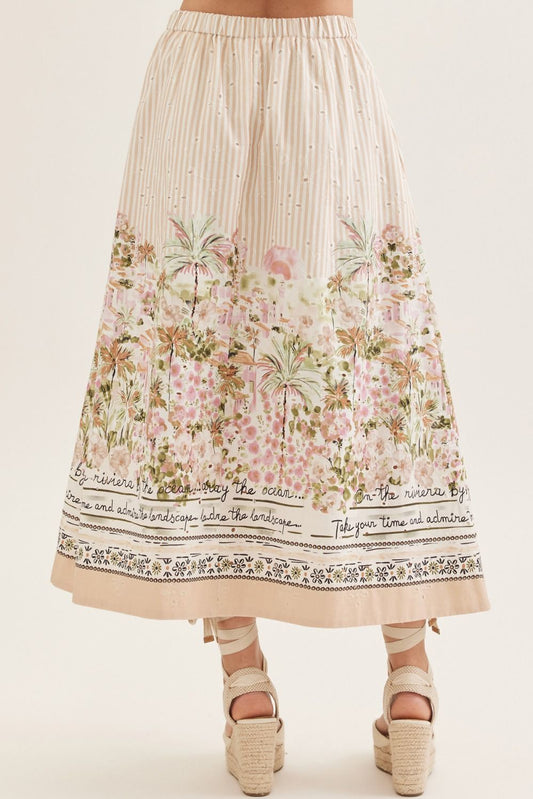 Kira Stripe & Floral Skirt