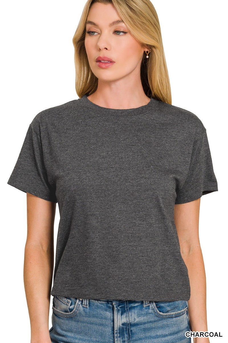Cotton Crew Neck Short Sleeve | Charcoal