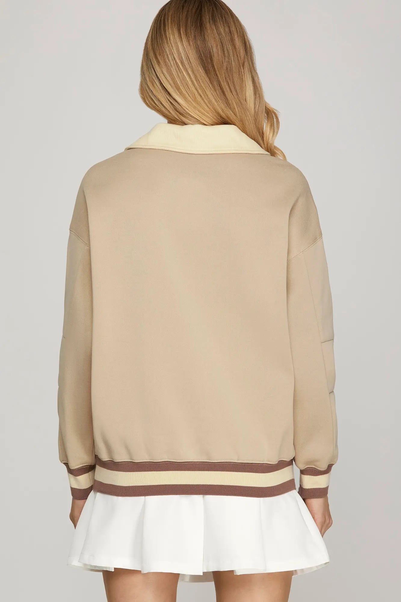 Darcy Jersey Stripe Pullover | Taupe