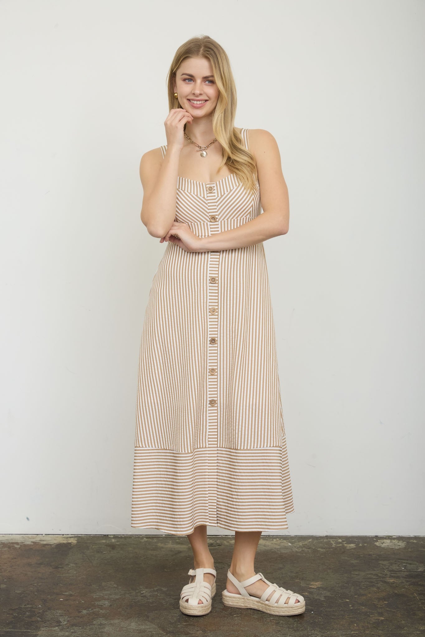 Lexi Stripe Button Down Midi Dress