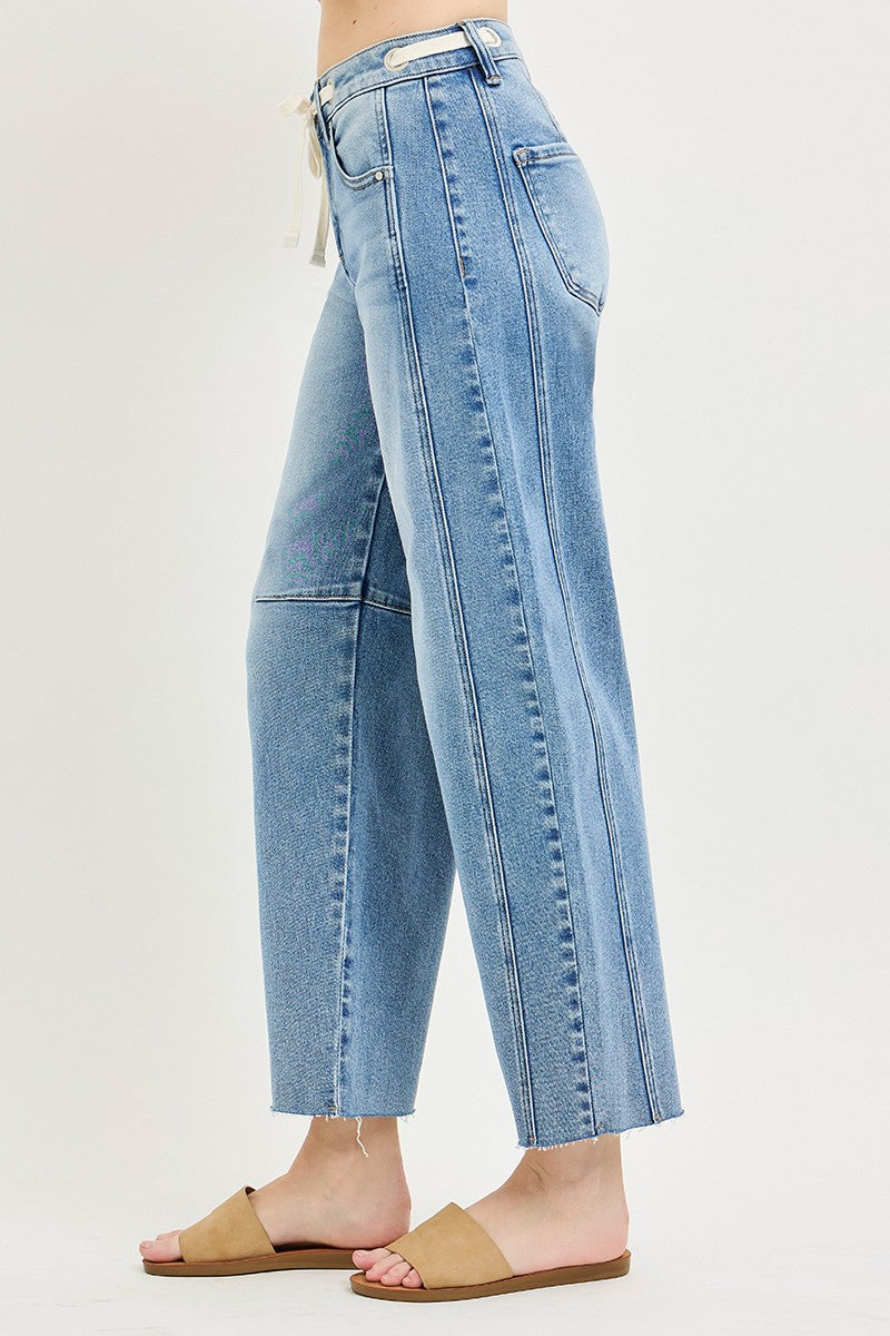 Risen Slouchy Ankle Barrel Drawstring Jeans