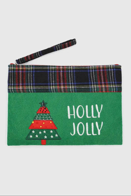 Holly Jolly Christmas Tree Holiday Pouch