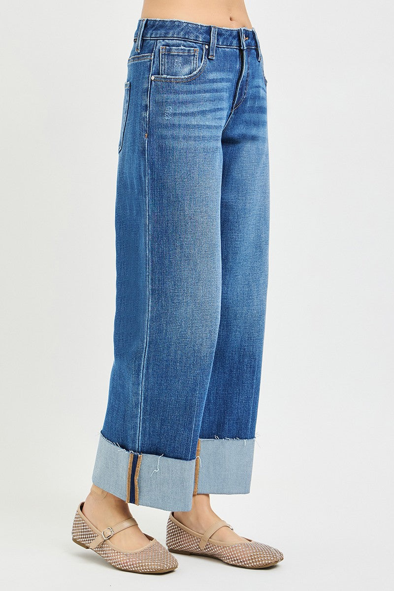 Risen Mid Rise Cropped Straight With Cuffed Hem | Medium
