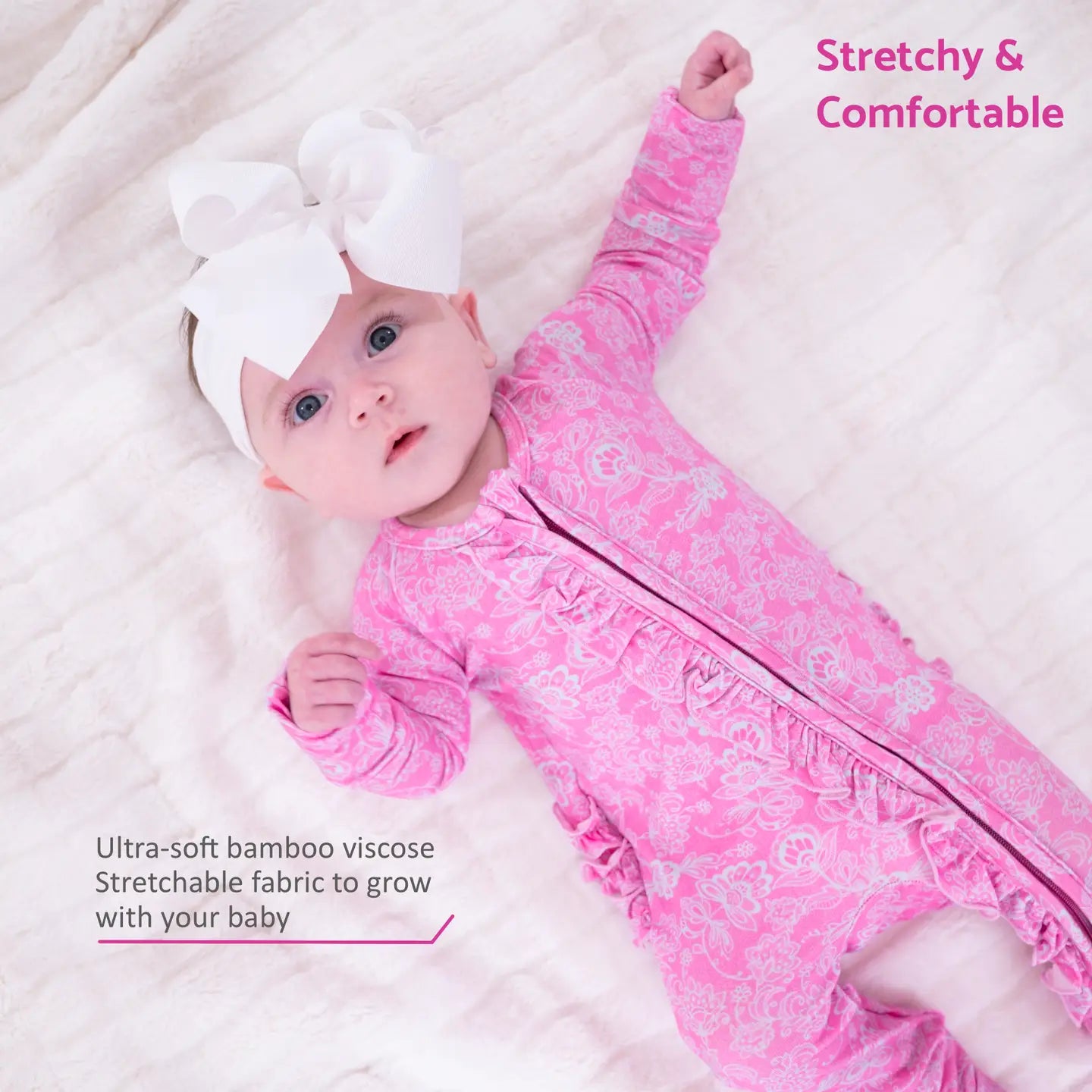 Pink Lace Baby Bamboo Pajamas
