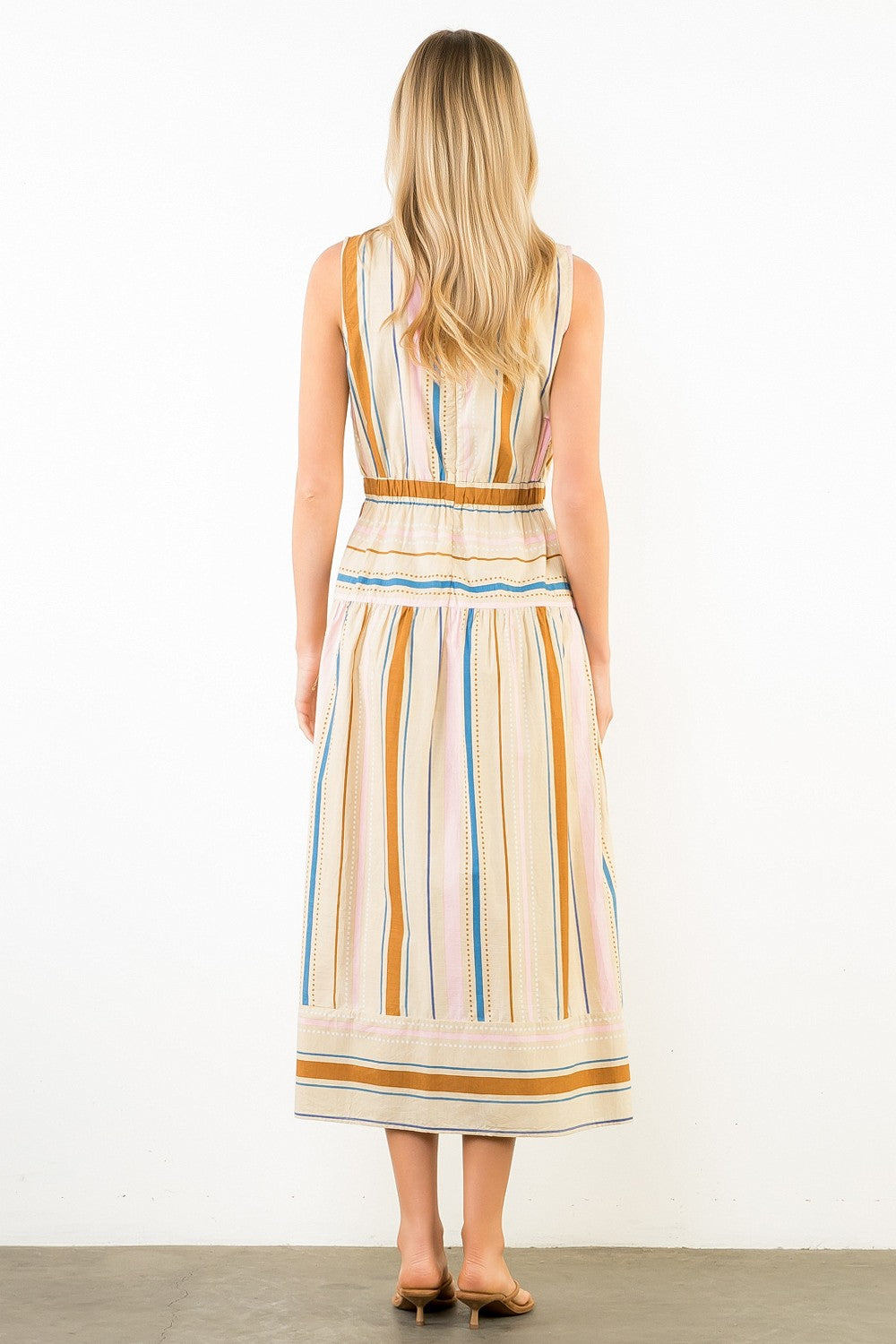 Becca Sleeveless Stripe Midi Dress