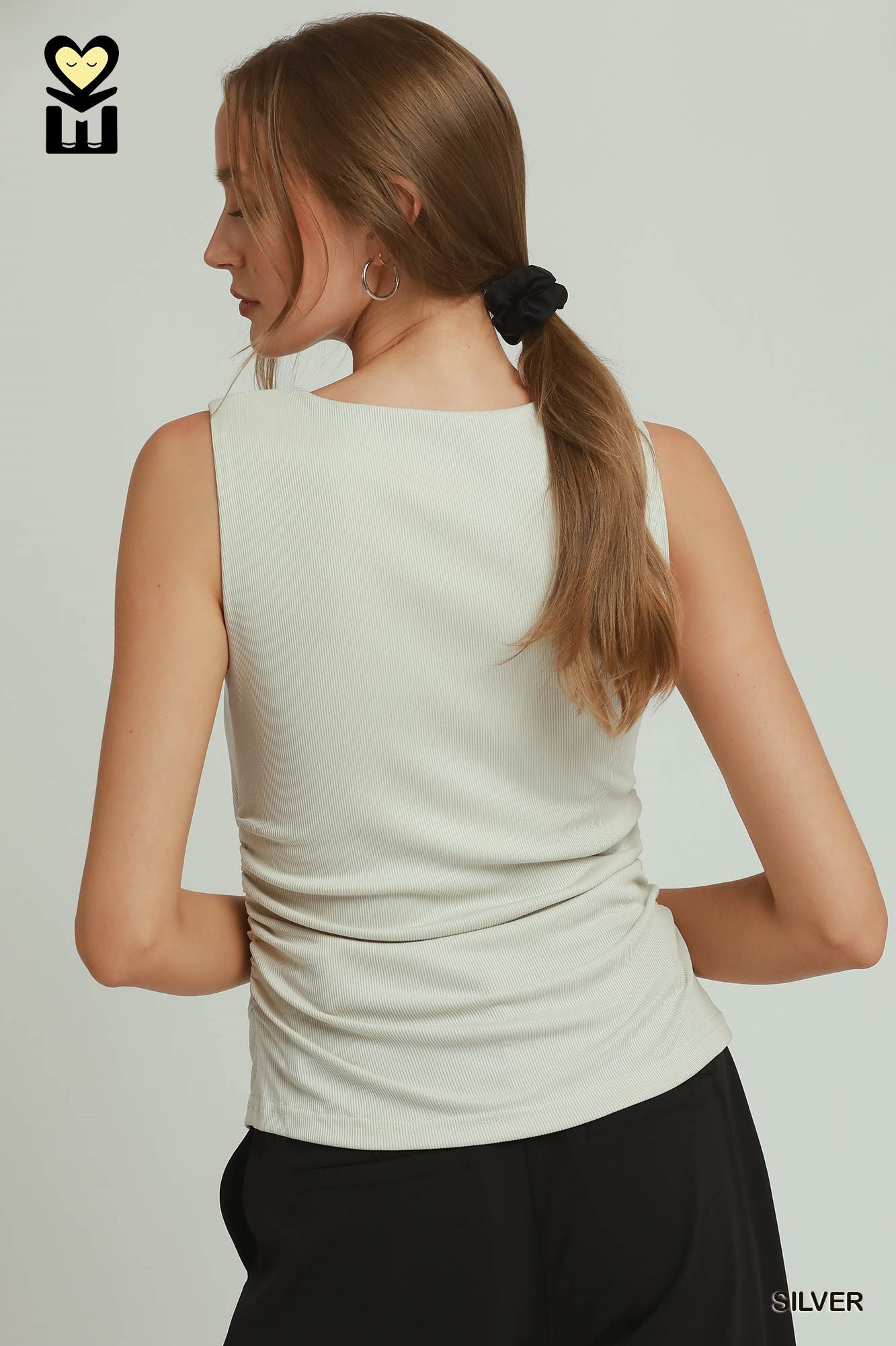 Tina Side Ruched Tank Top With Bra Insert | Silver