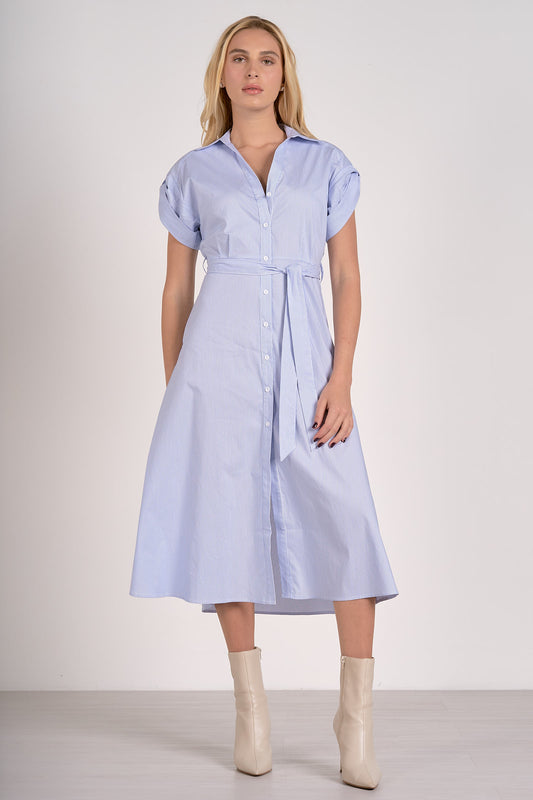 Paityn Blue Pinstripe Midi Dress