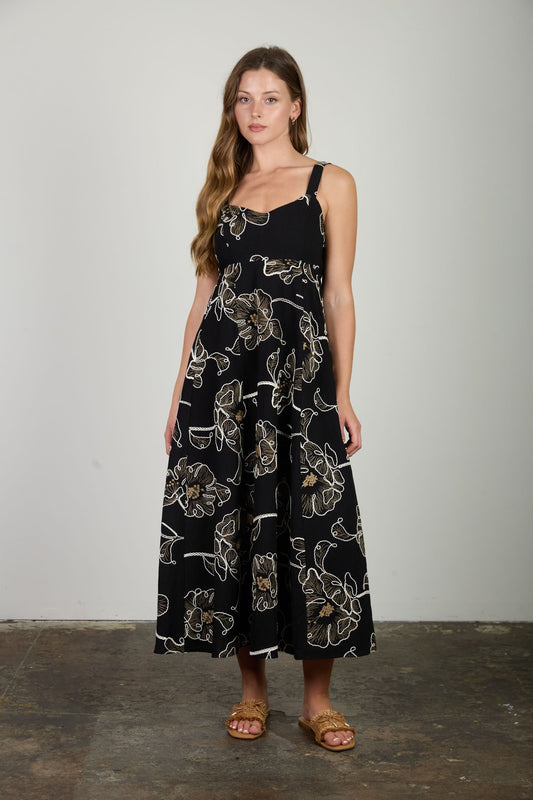 Kinley Floral Embroidered Midi Dress