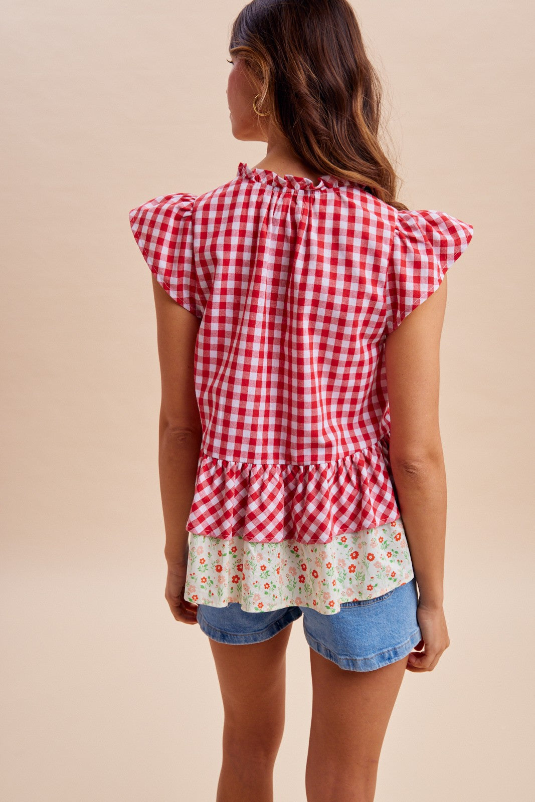 Rebecca Mixed Pattern Babydoll Blouse